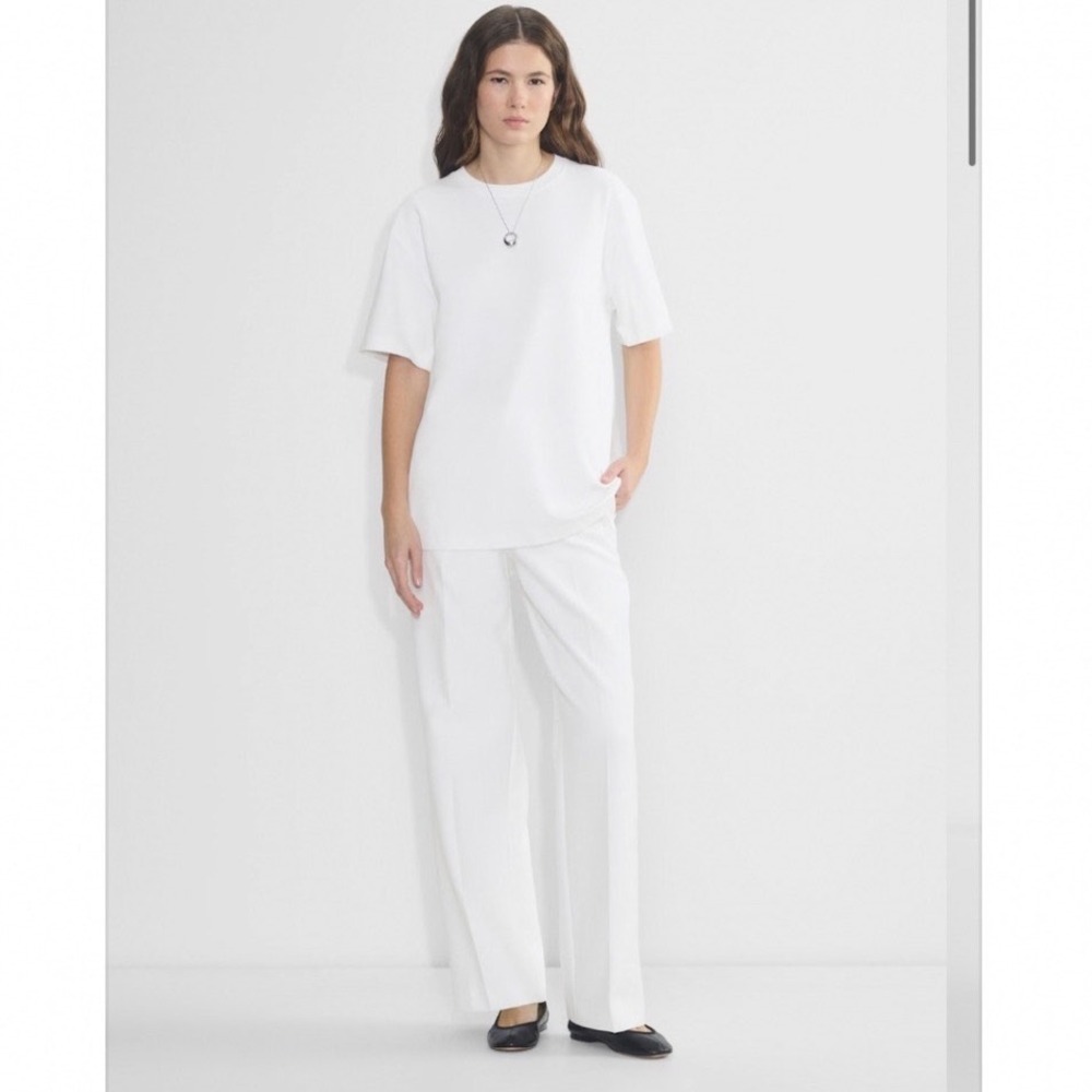 Babaton Aritzia Agency Pant Eversential White High Rise Straight Leg Trousers 4
